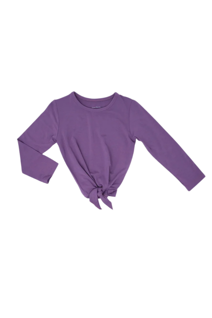 Purple Long Sleeve Tie Top