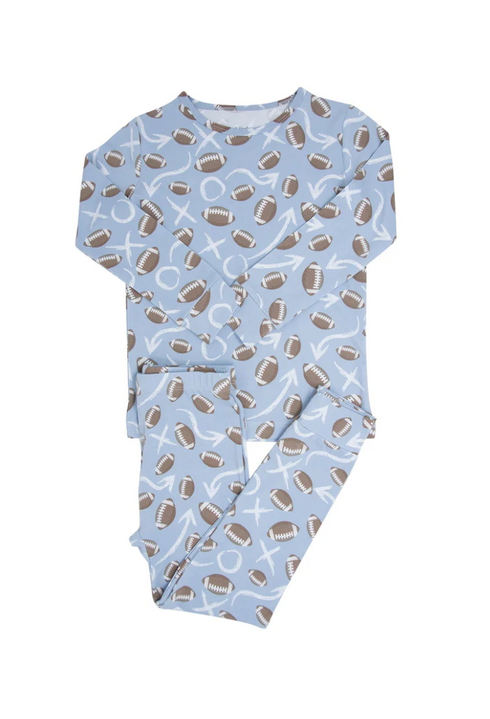 Blue Football Bamboo Pajama Set