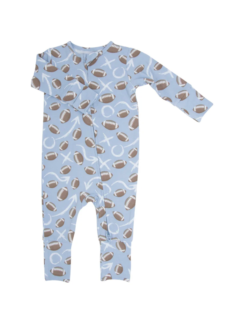 Blue Football Bamboo Pajama Sleeper