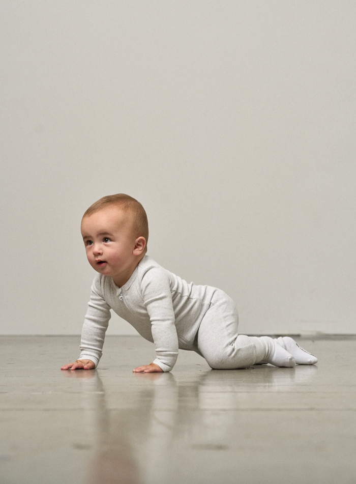 Light Heather Grey 2-Way Zip Romper