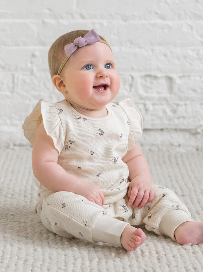 Sylva Floral Waffle Ruffle Romper
