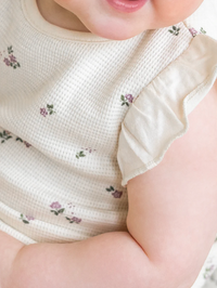 Sylva Floral Waffle Ruffle Romper