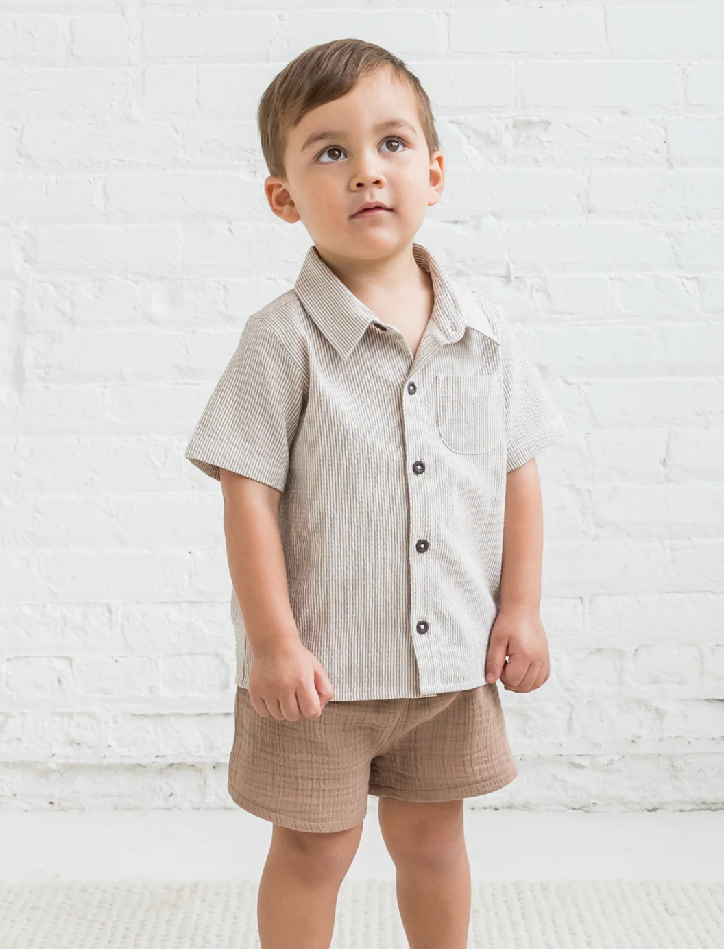 Truffle Seersucker Button Down