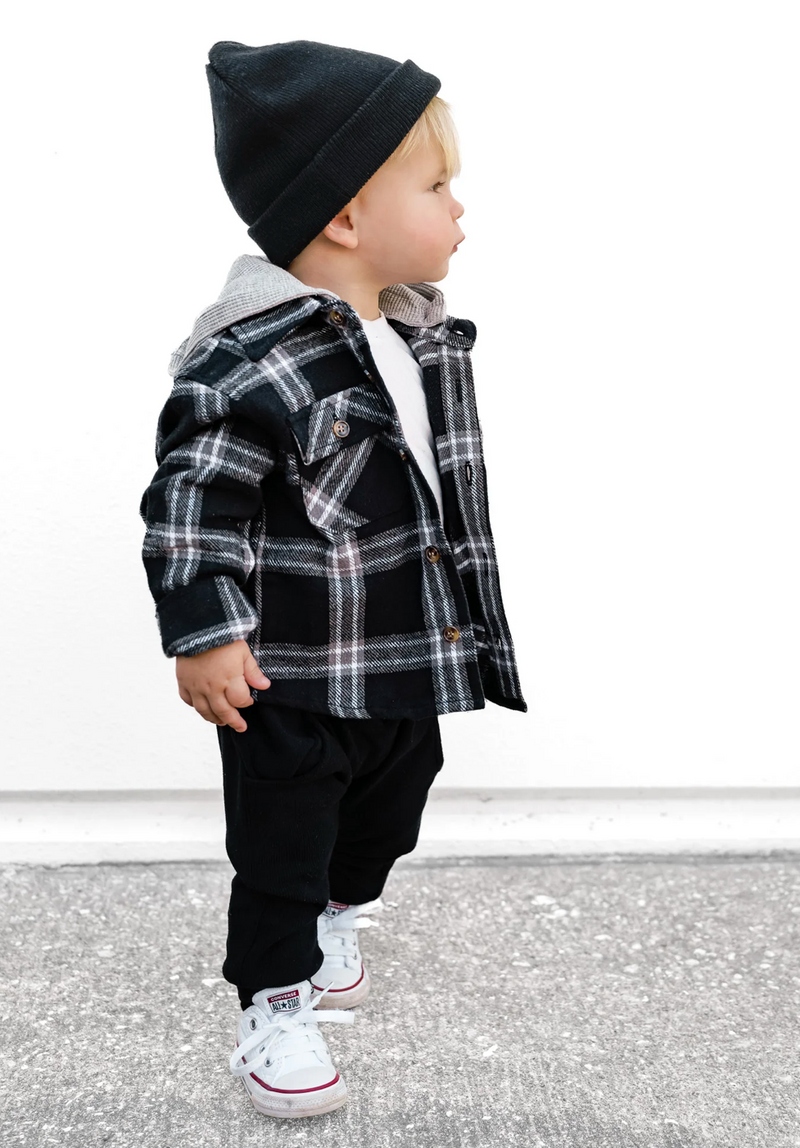 Black Hooded Flannel