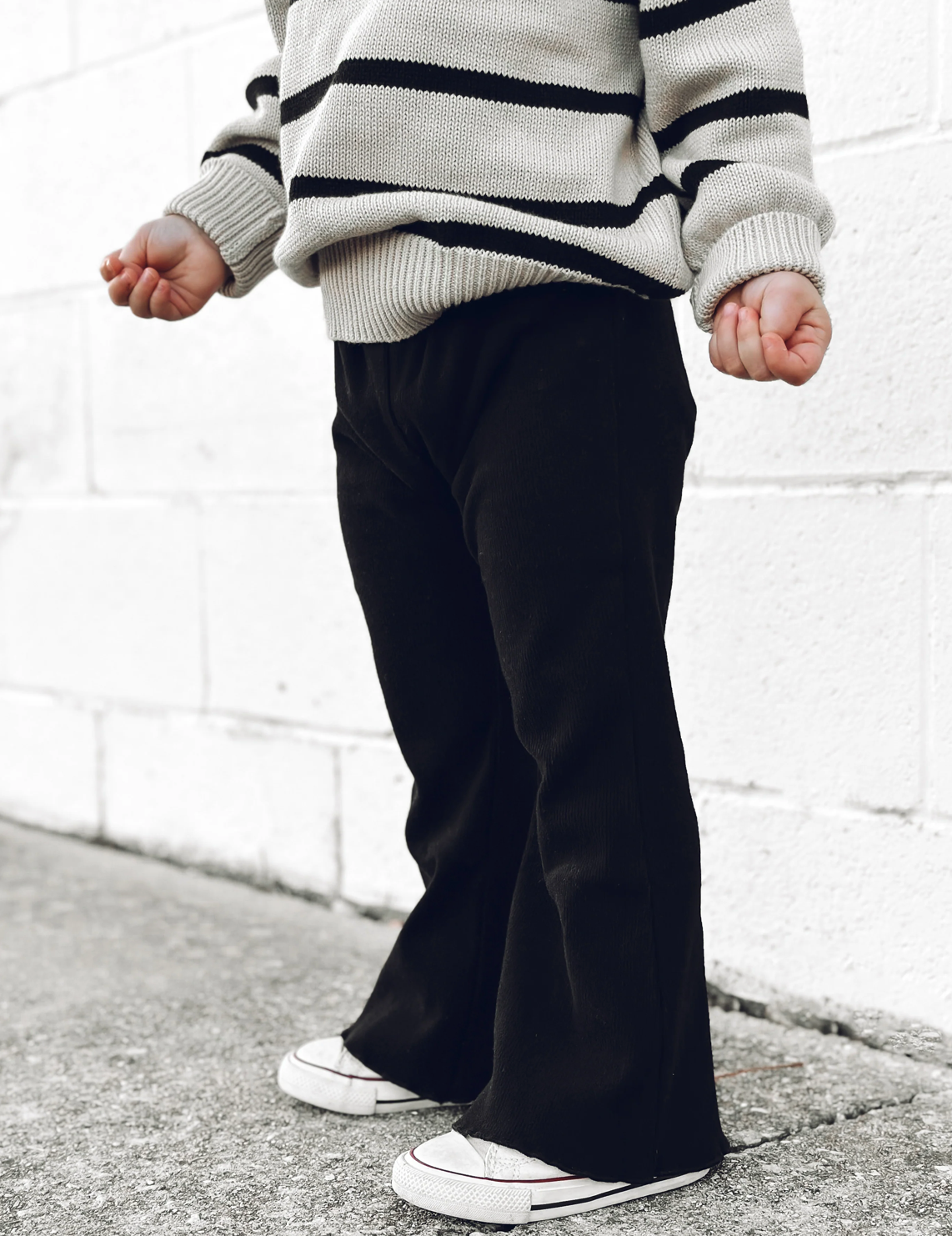 Black Ribbed Flare Pant