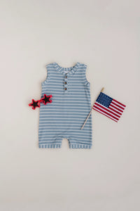 Blue Stripe Bamboo Romper