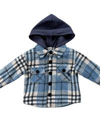 Blue Plaid Hooded Shacket