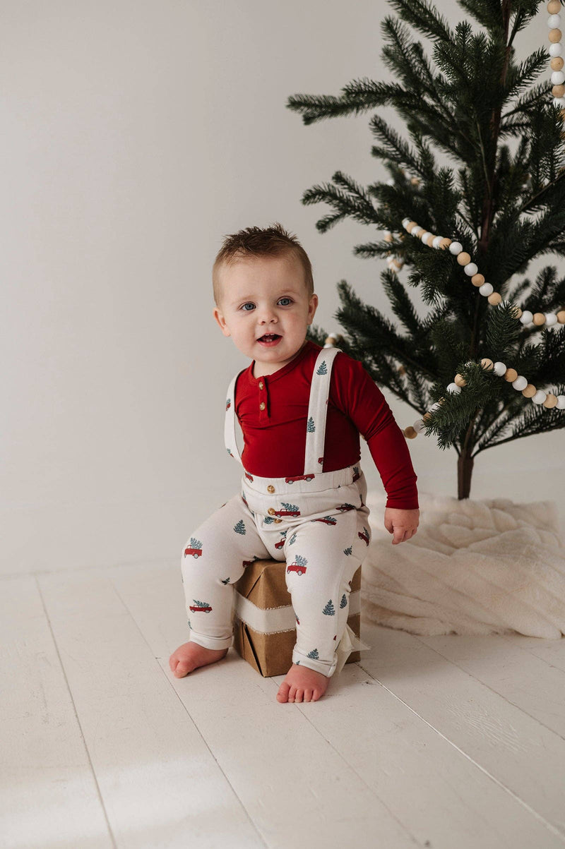 Christmas Truck Henley + Suspender Pant Set