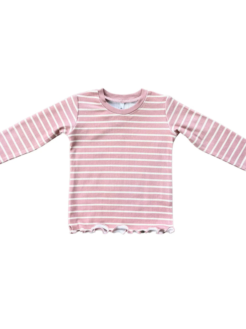 Misty Rose Stripe Lettuce Bamboo Long Sleeve