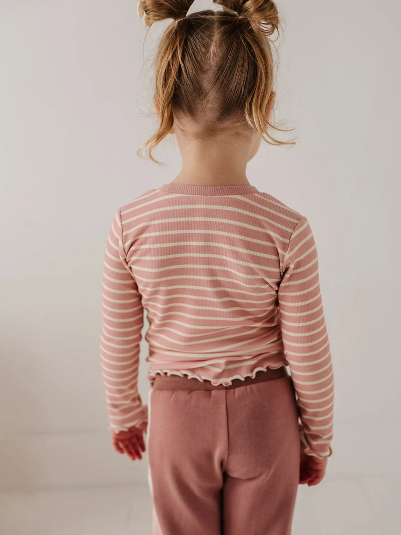 Misty Rose Stripe Lettuce Bamboo Long Sleeve