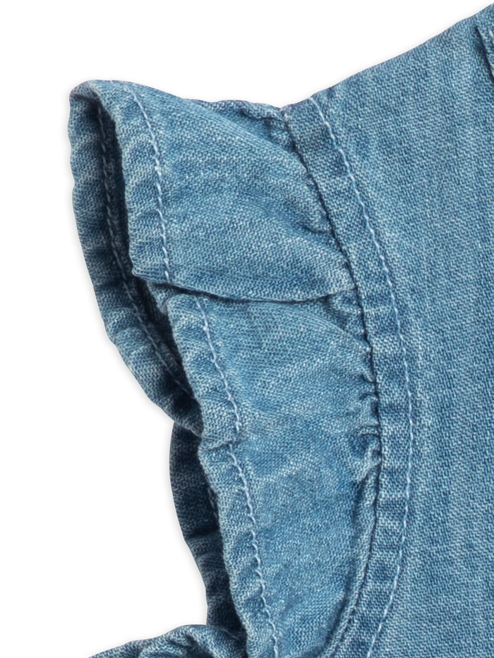 Chambray Ruffle Hem Top