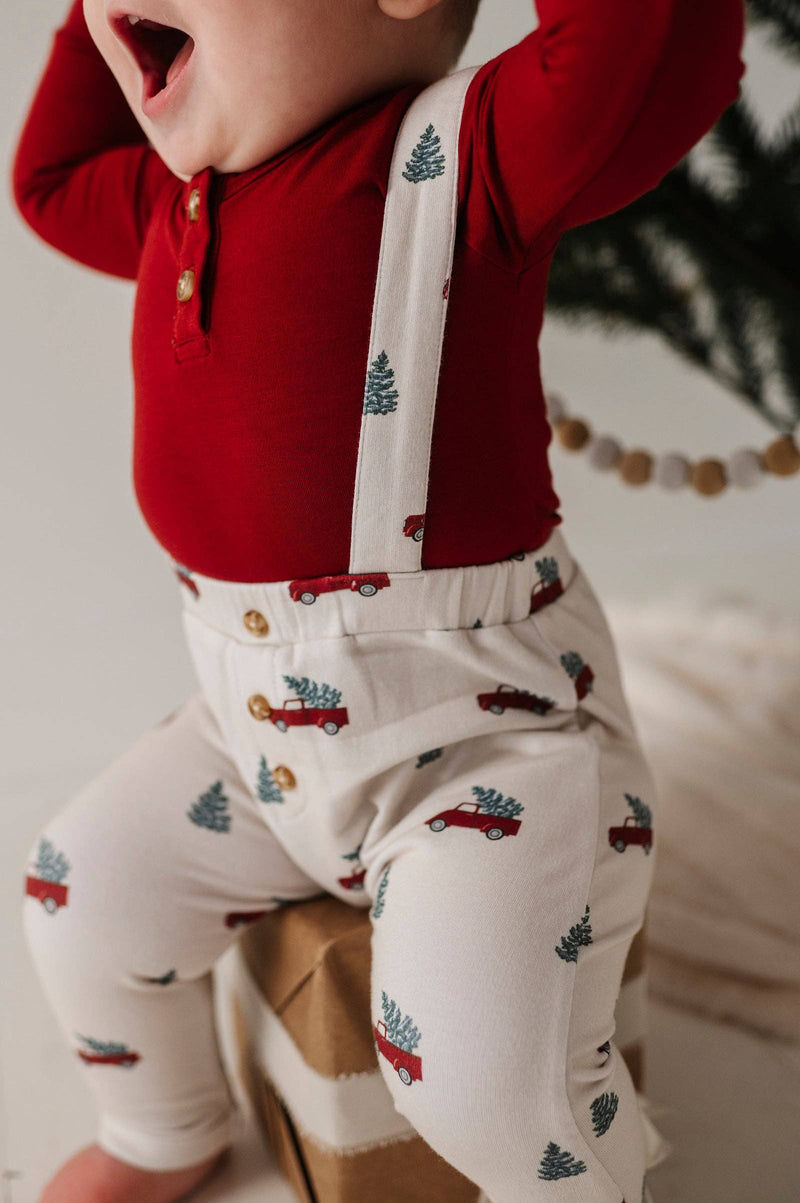 Christmas Truck Henley + Suspender Pant Set