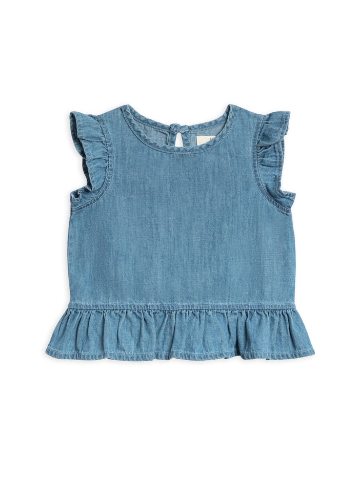 Chambray Ruffle Hem Top