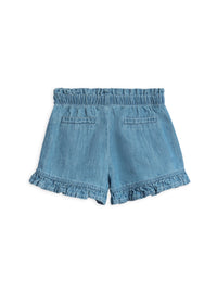 Chambray Ruffle Waist Shorts