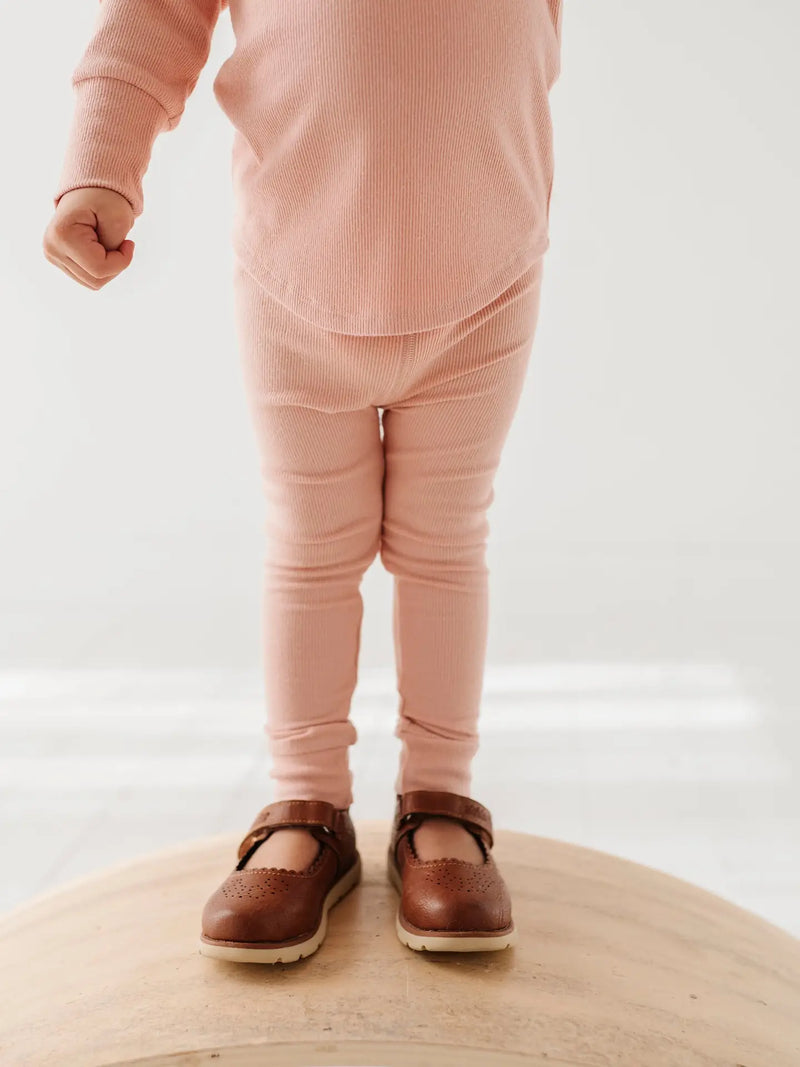 Misty Rose Ribbed Legging