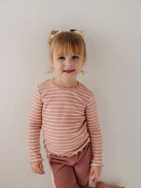 Misty Rose Stripe Lettuce Bamboo Long Sleeve