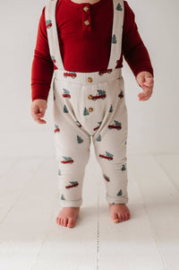 Christmas Truck Henley + Suspender Pant Set
