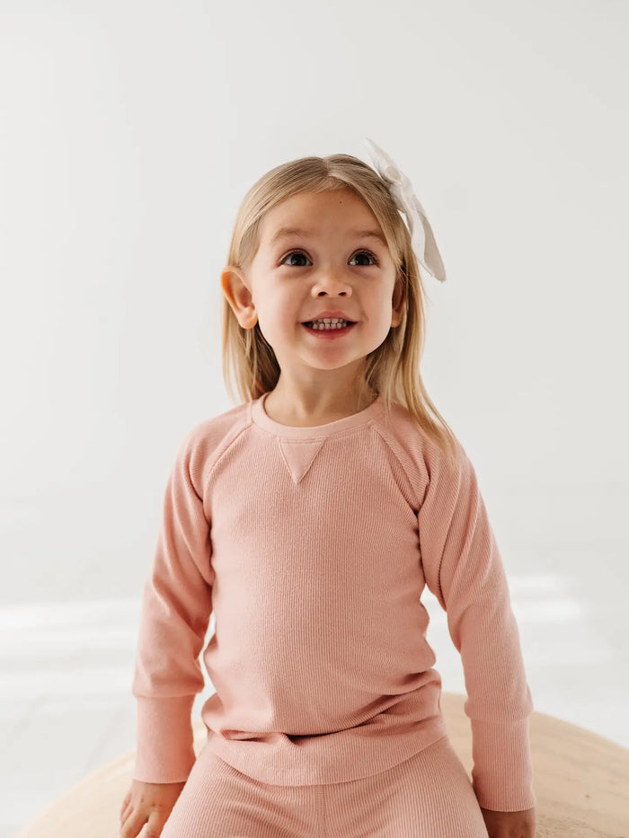 Misty Rose Ribbed Bamboo Long Sleeve