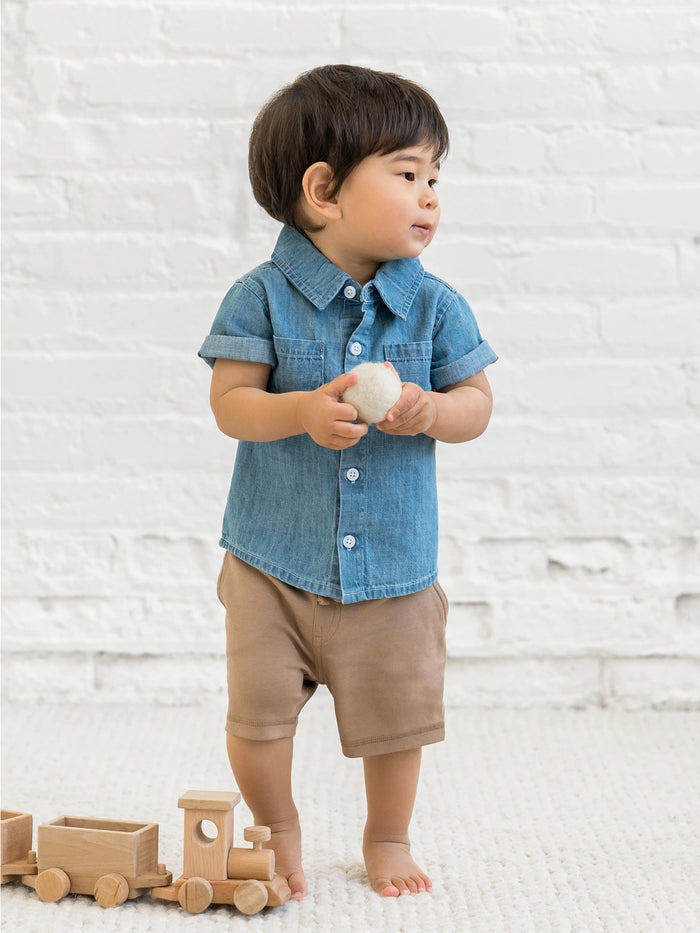 Chambray Graham Button Up Shirt
