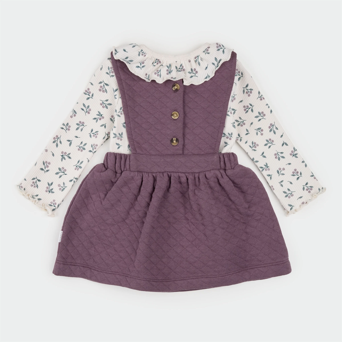 Floral Eggplant Quilted Overall Dress