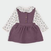 Floral Eggplant Quilted Overall Dress