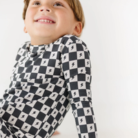 Checkered Lightning Bolt Small Ribbed Pajama Set