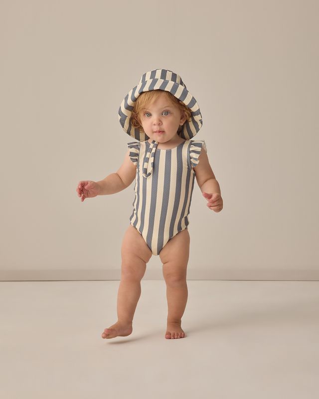 Retro Ocean Stripe Scoop Back One-Piece Swimsuit