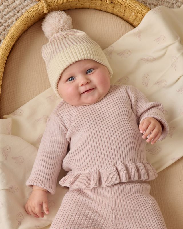 Lilac Rib Knit Peplum Top