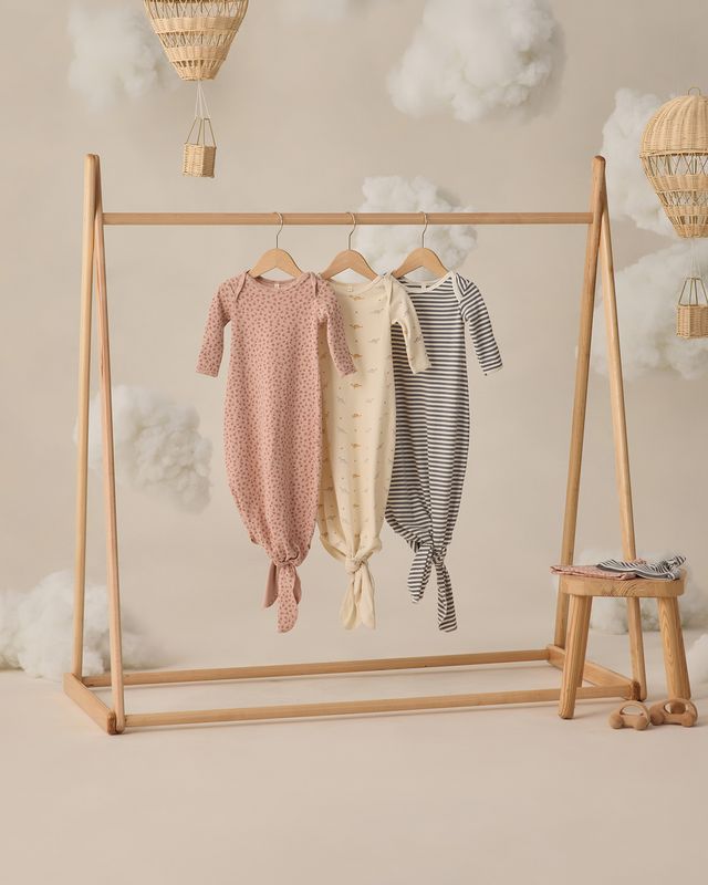 Ocean Stripe Knotted Baby Gown Set