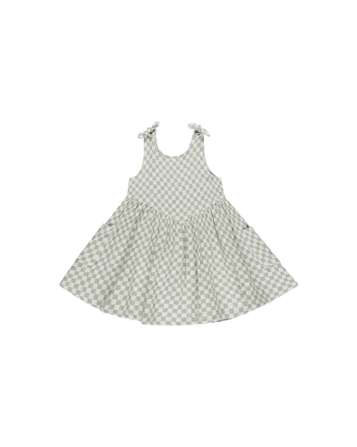 Sage Check Summer Dress