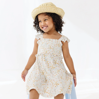 Whimsical Floral Bamboo Flutter Sleeve Dress