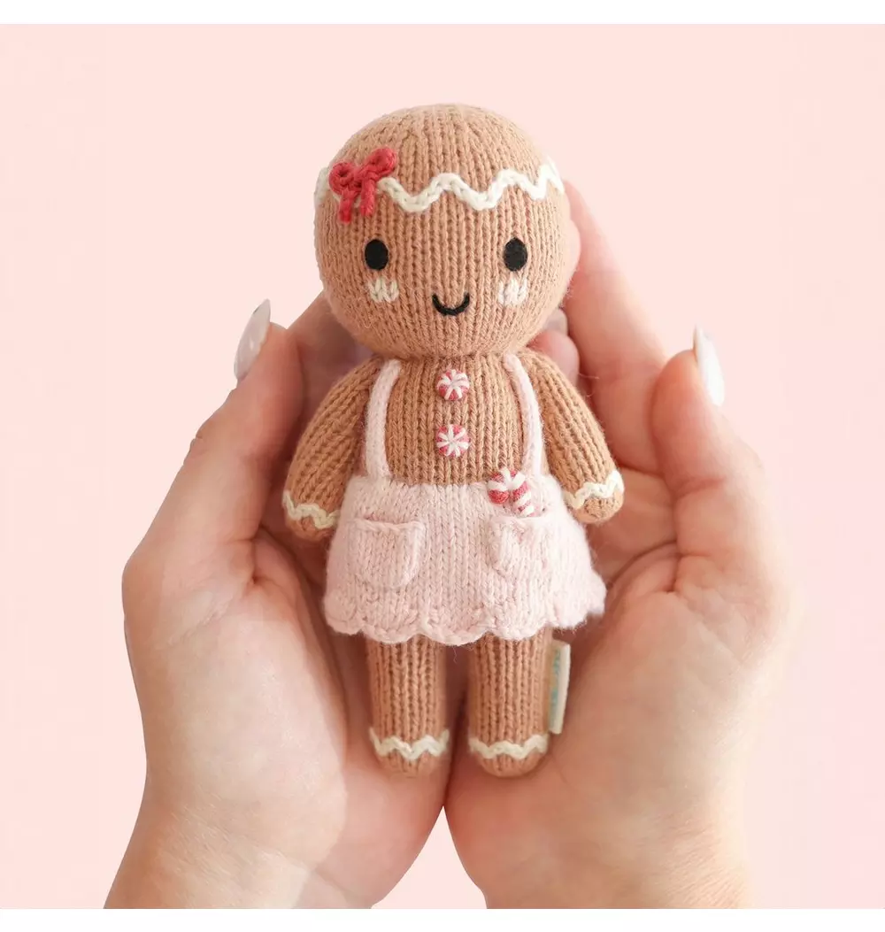 Tiny Gingerbread Sugarplum Knitted Doll