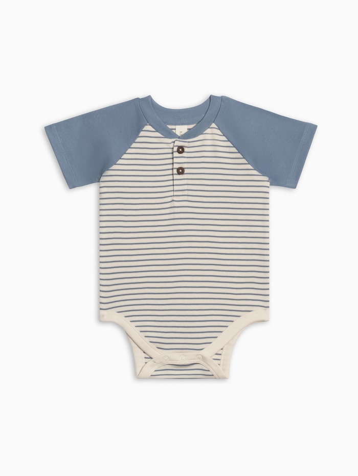 Bay Stripe Raglan Henley Bodysuit