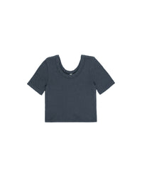 Indigo Pointelle Scallop Tee