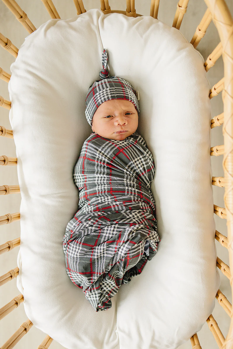 Green Plaid Bamboo Swaddle