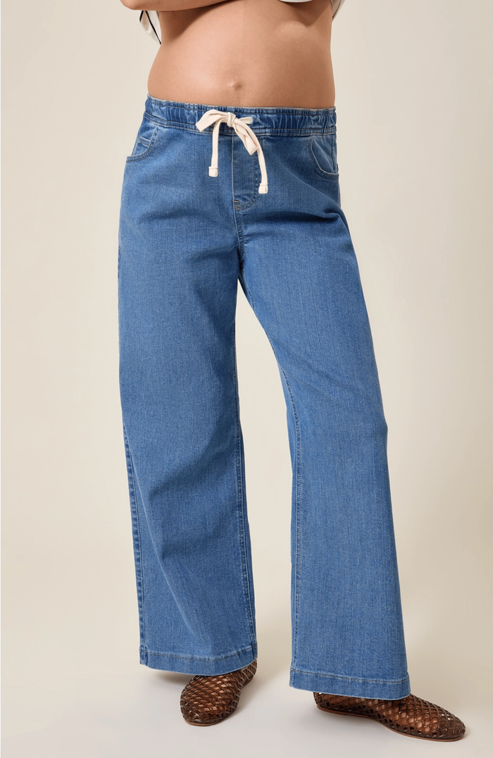 Drawstring Wide Leg Maternity Jean