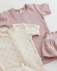 Mauve Ditsy Waffle Short Sleeve Bodysuit