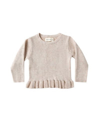 Oatmeal Rib Knit Peplum Top