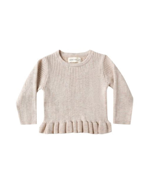 Oatmeal Rib Knit Peplum Top