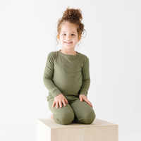 Olive Small Ribbed Pajama Set