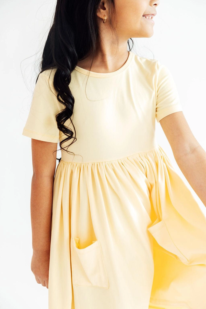 Butter Yellow Pocket Twirl Dress