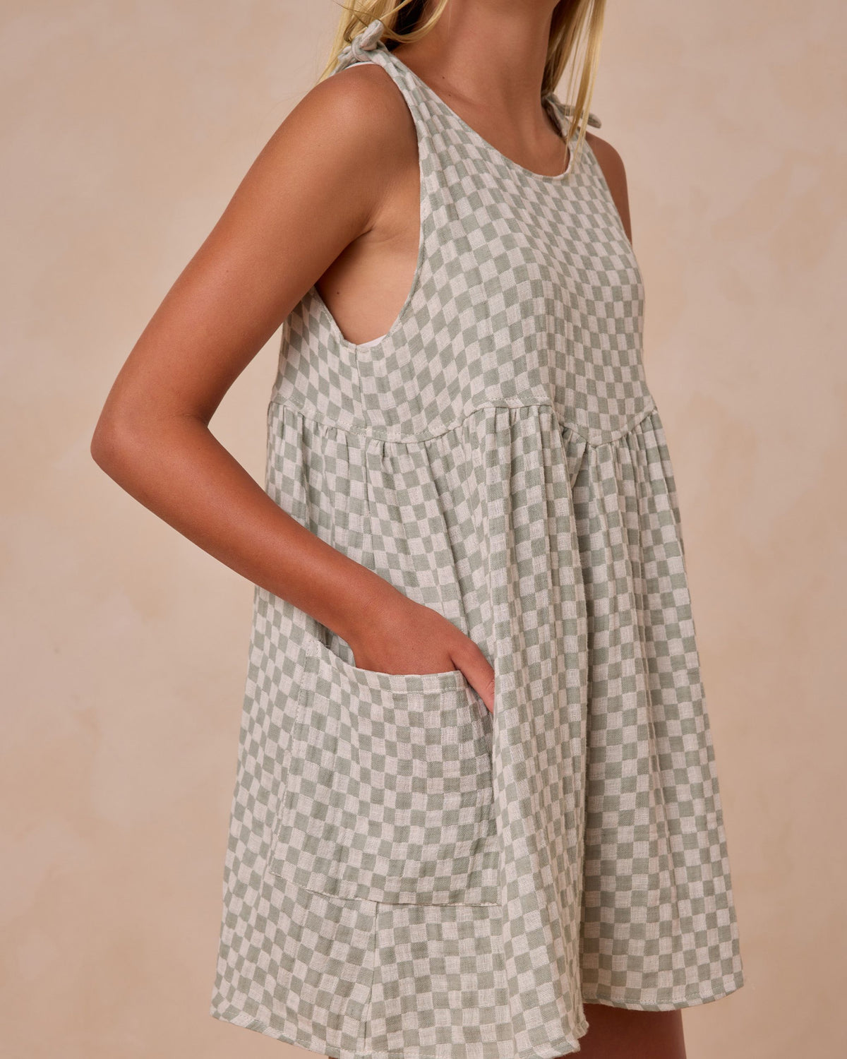 Sage Check Summer Dress