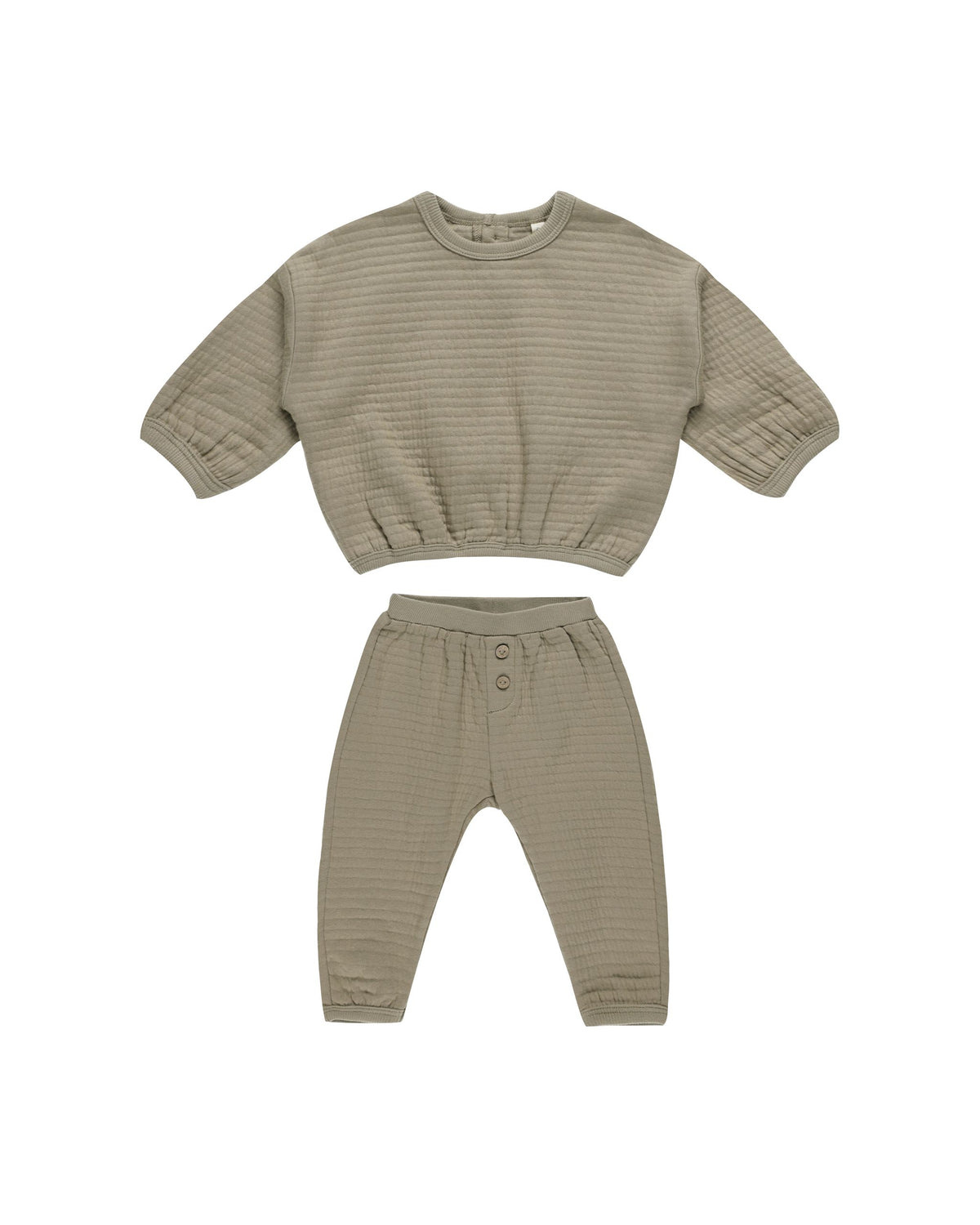 Olive Textured Sweat Set