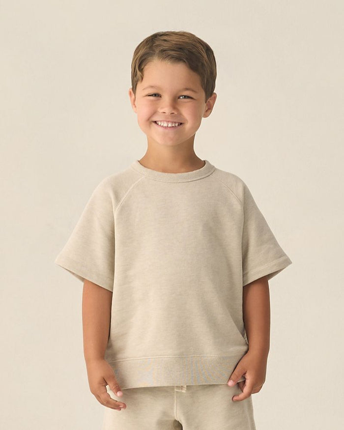 Heathered Oatmeal Short Sleeve Sweatshirt
