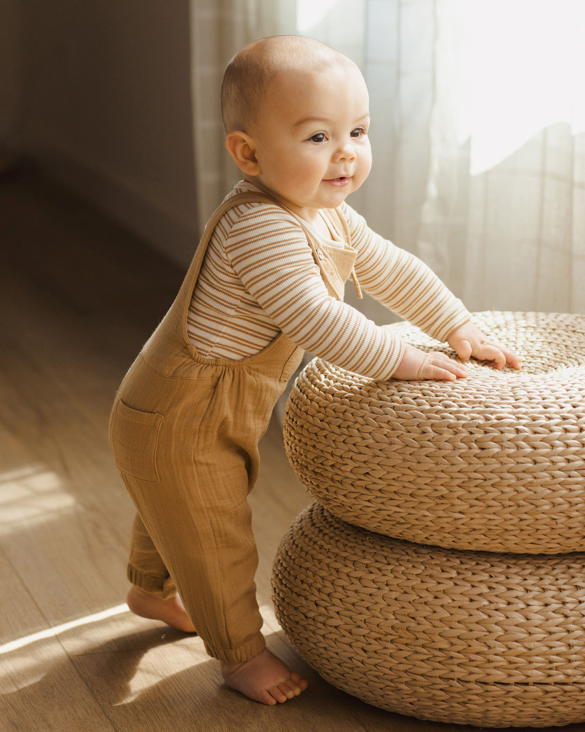 Golden Stripe Ribbed Long Sleeve Bodysuit