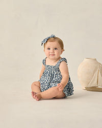 Navy Floral Bow