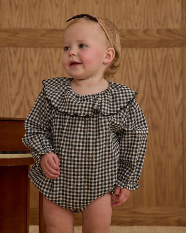 Black Gingham Colette Romper
