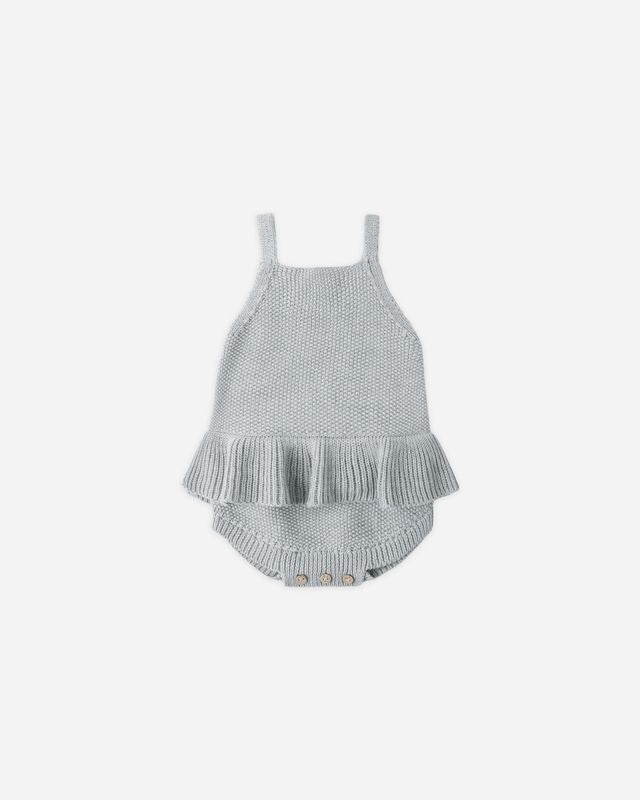 Sky Knit Ruffle Romper