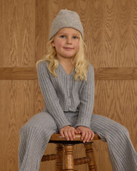 Dusty Blue Knit Button Top