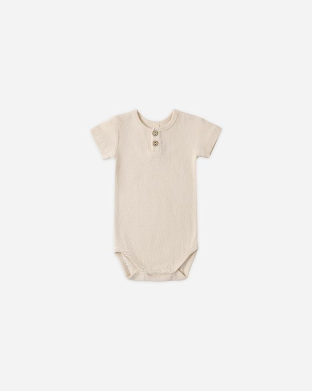 Ecru Ribbed Henley Bodysuit